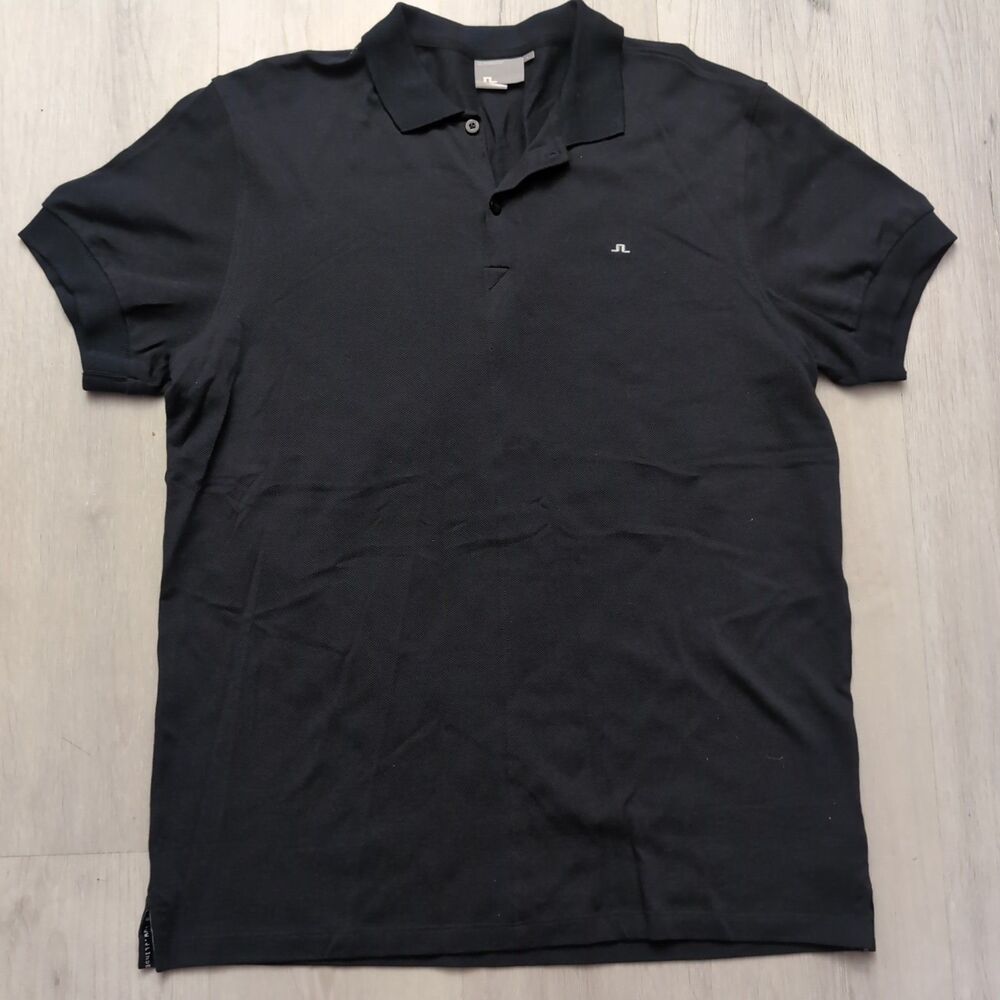 J Lindeberg Polo Mens Large Black Short Sleeve Cotton Shirt J.Lindeberg